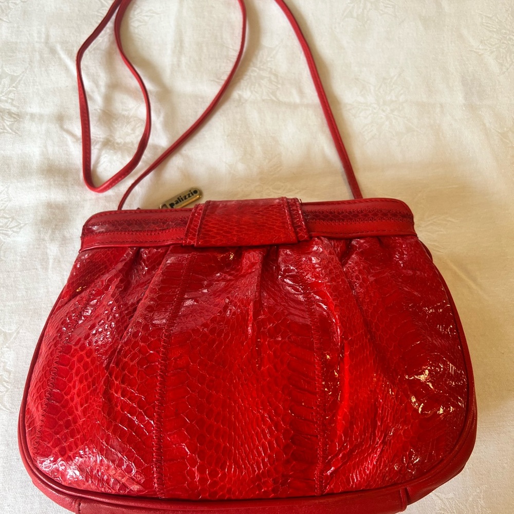 Vintage 80’s Red Snakeskin Palizzio Designer Shoulder Bag